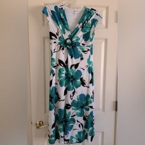 Jone’s Studio Size 10 midi dress tropical blues, greens, fully lined